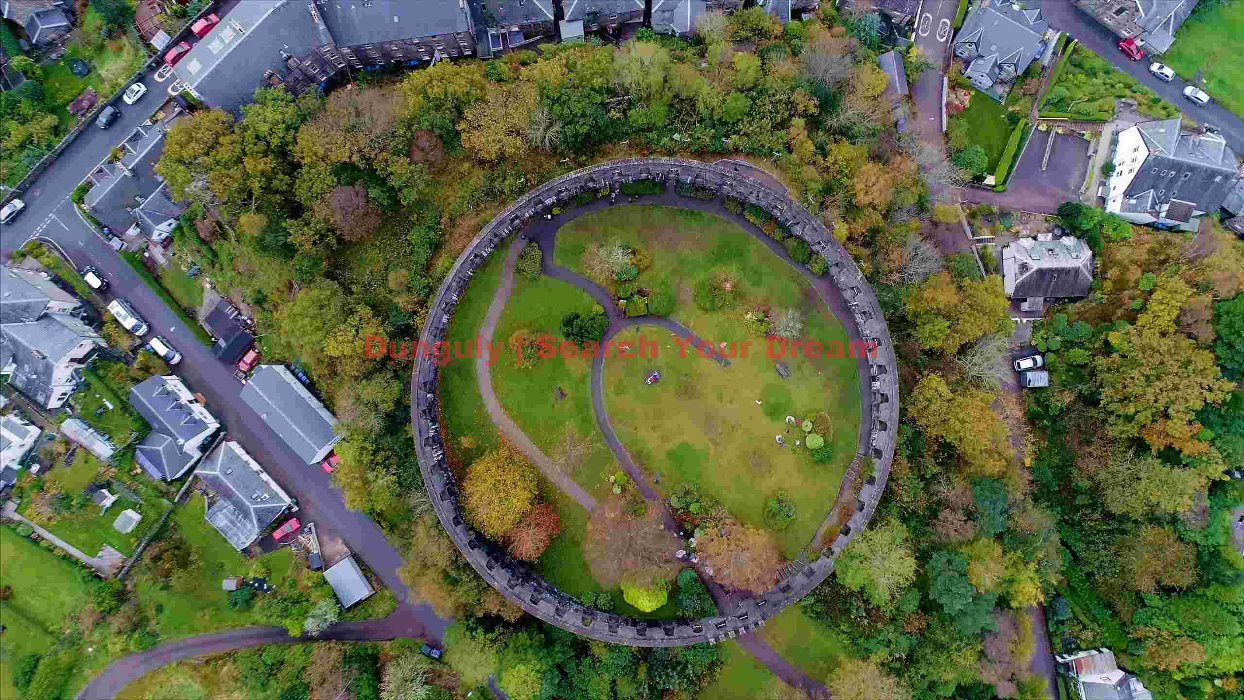 autumnal aerial of a walled garden community autumnal aerial of a walled garden community