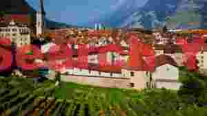 charming alpine village and vineyard panorama