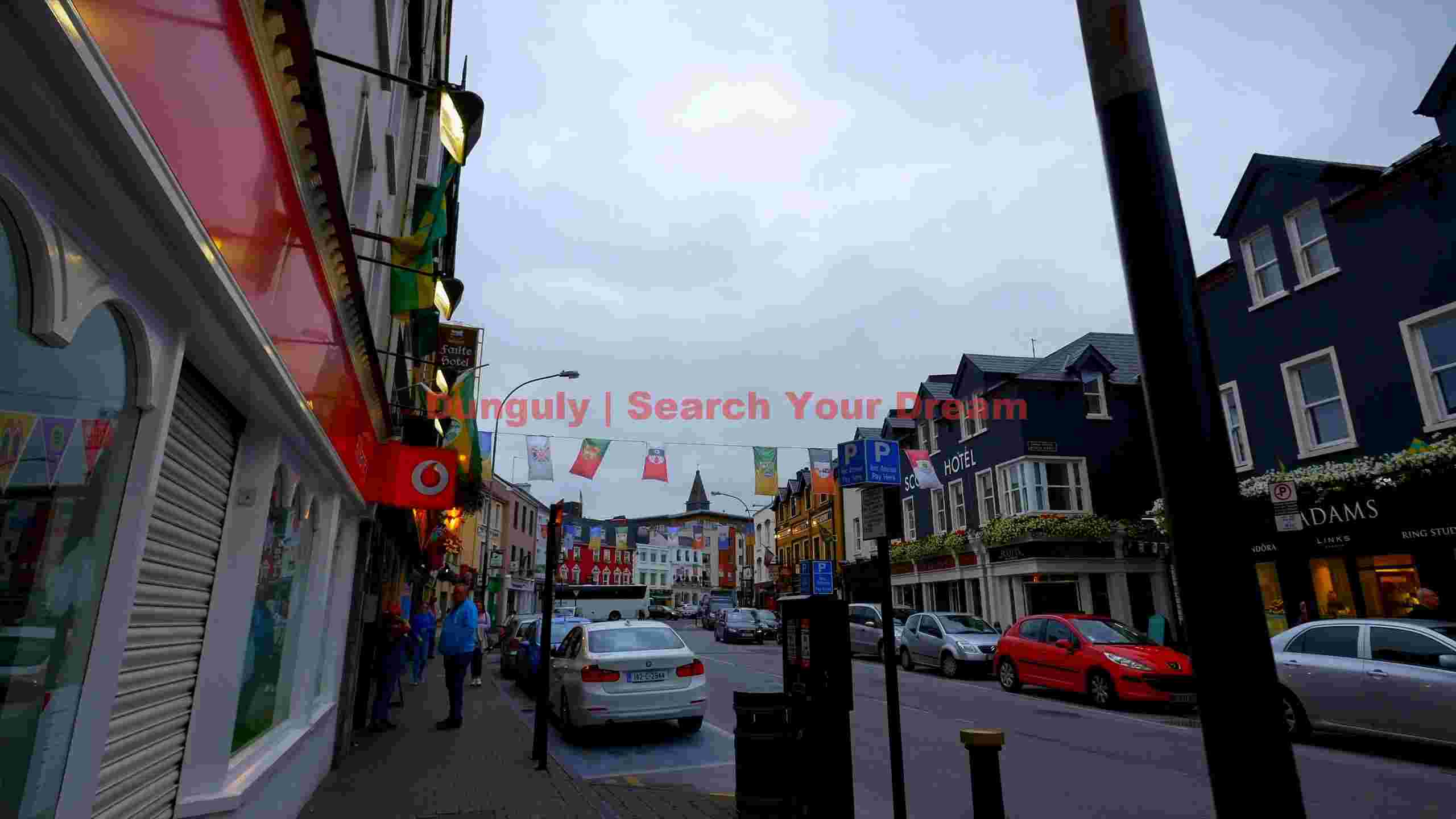 charming irish town street on an overcast day charming irish town street on an overcast day
