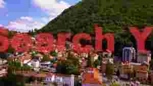 charming mountain foothill town aerial