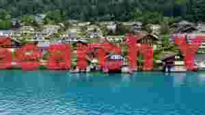 charming swiss lakeside village with boathouses