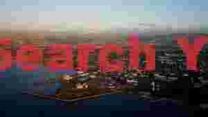 At Home coastal city dawn panorama with marina