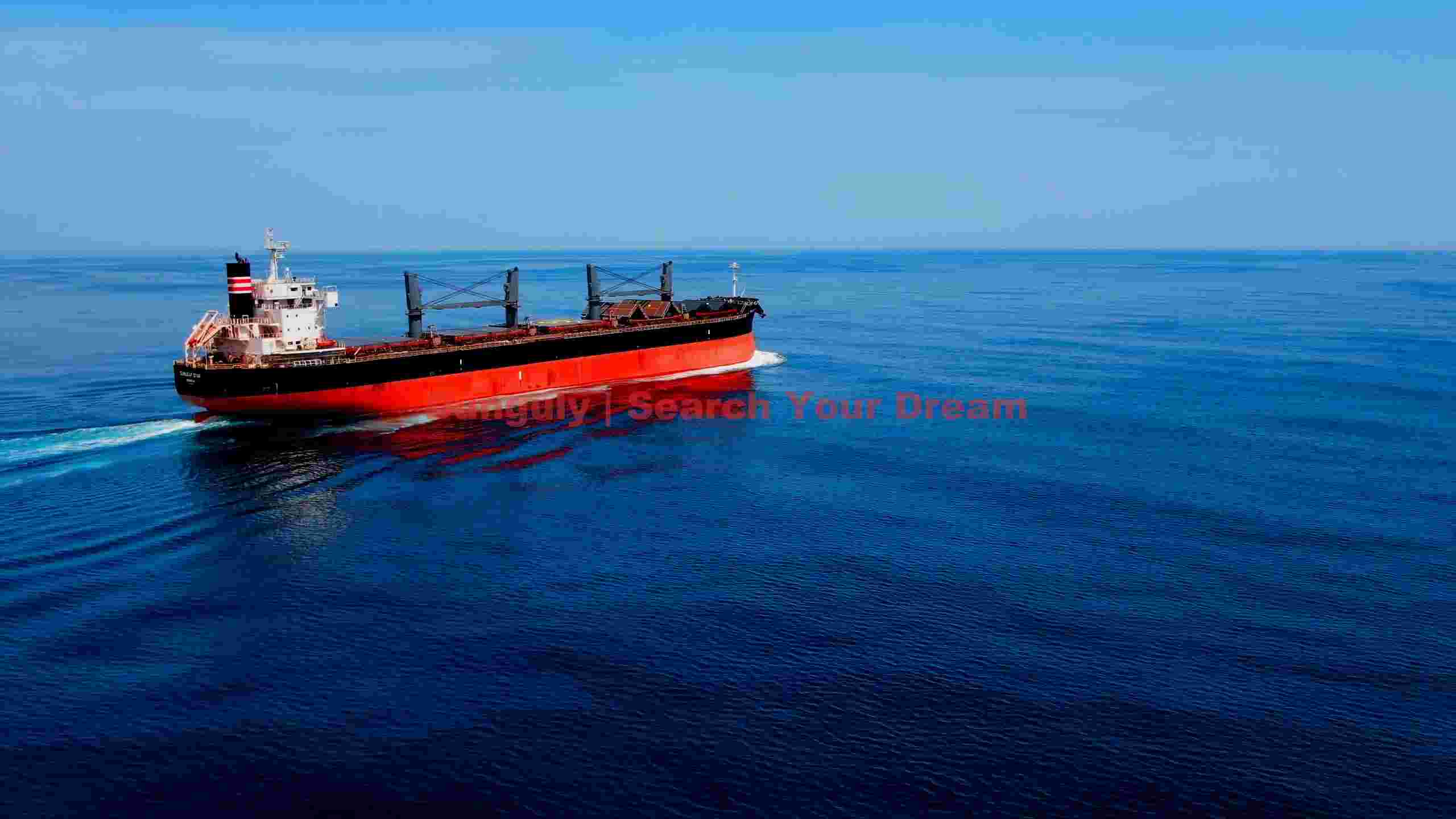 deep blue ocean voyage with cargo ship deep blue ocean voyage with cargo ship