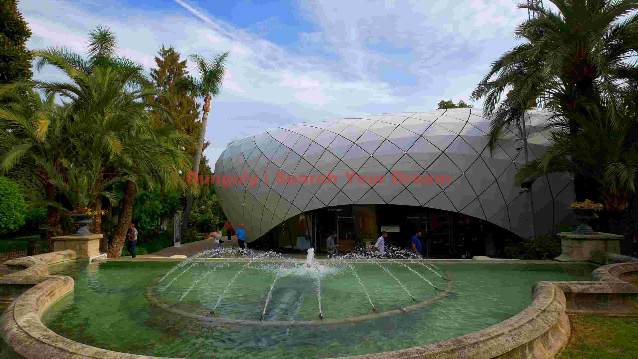 futuristic architecture and oasis fountain futuristic architecture and oasis fountain