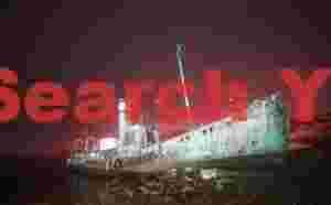 At Home ghost ship under crimson night sky