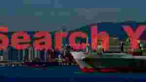 global trade hub container ships and urban skyline