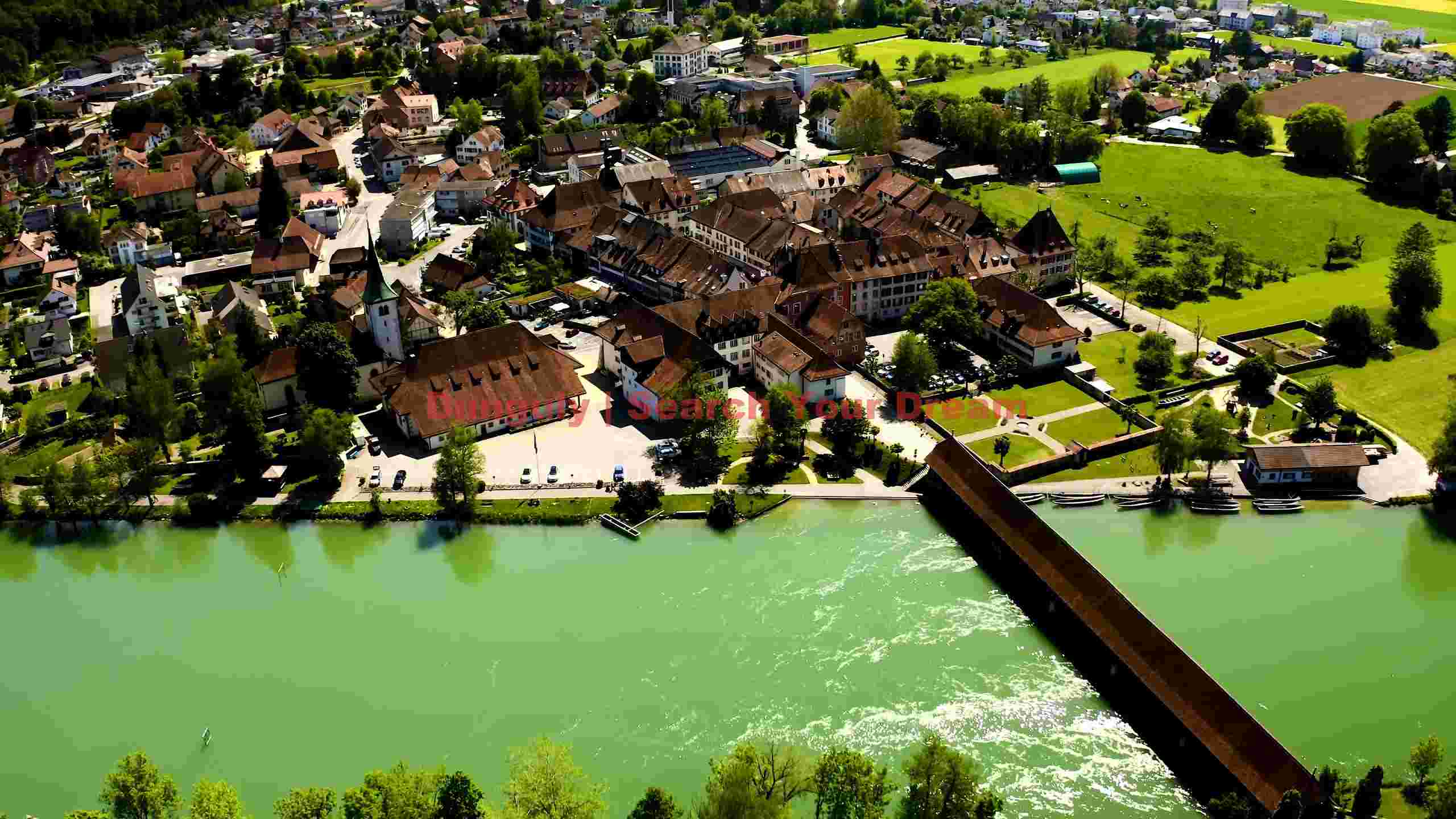 historic european riverside town aerial panorama historic european riverside town aerial panorama