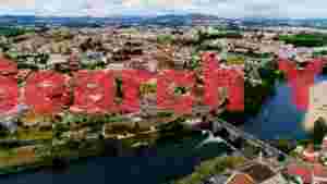 historic riverfront city panorama