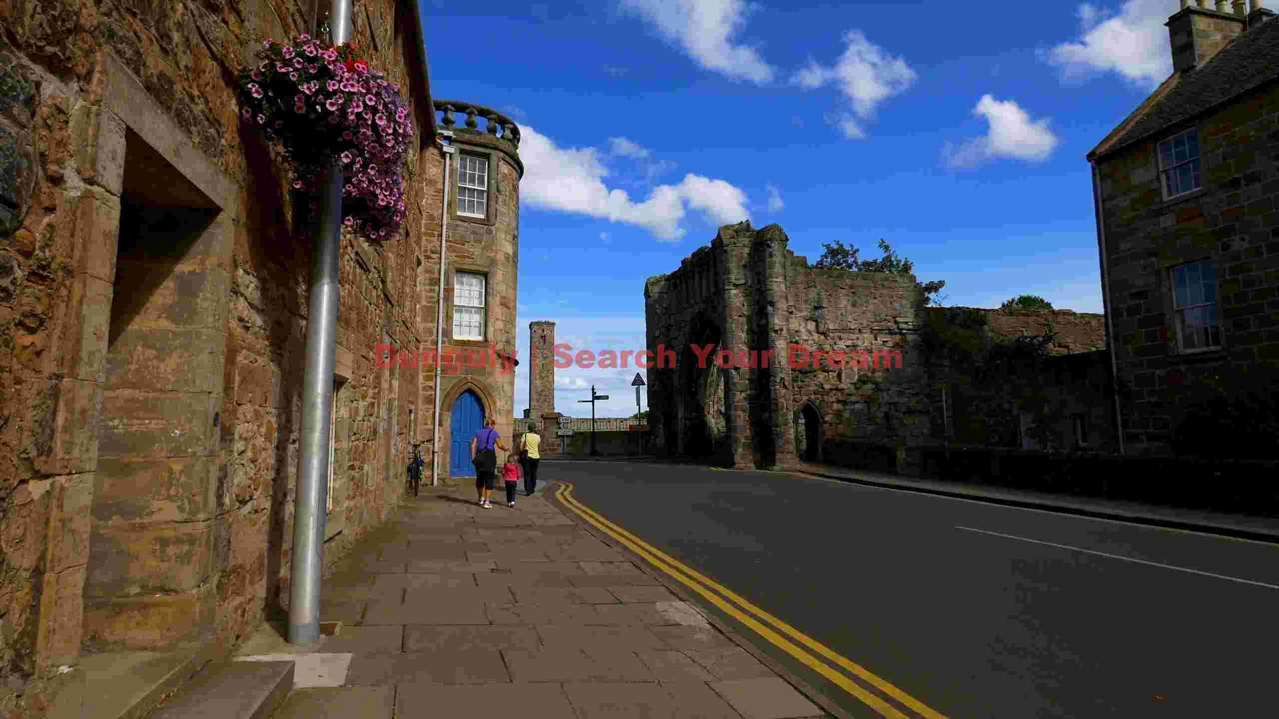 historic stone street in a scottish town historic stone street in a scottish town