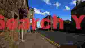 historic town stroll family by ancient scottish ruins