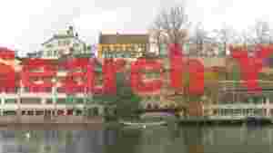 historic zurich riverfront with swan on limmat