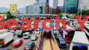 hong kong city traffic toll plaza