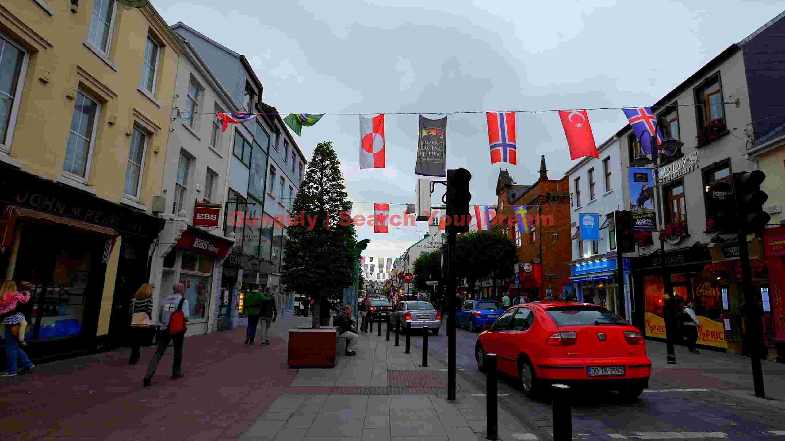 killarney streetscape adorned with international flags killarney streetscape adorned with international flags