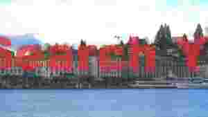 At Home lakeside promenade in a charming european city