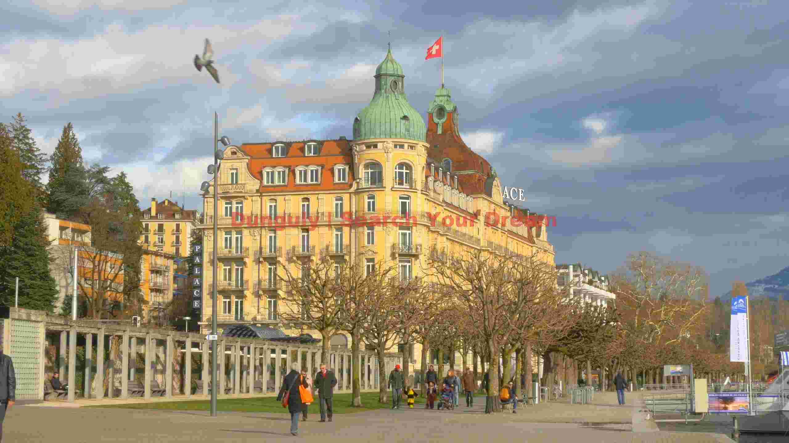 lakeside promenade with historic swiss hotel lakeside promenade with historic swiss hotel