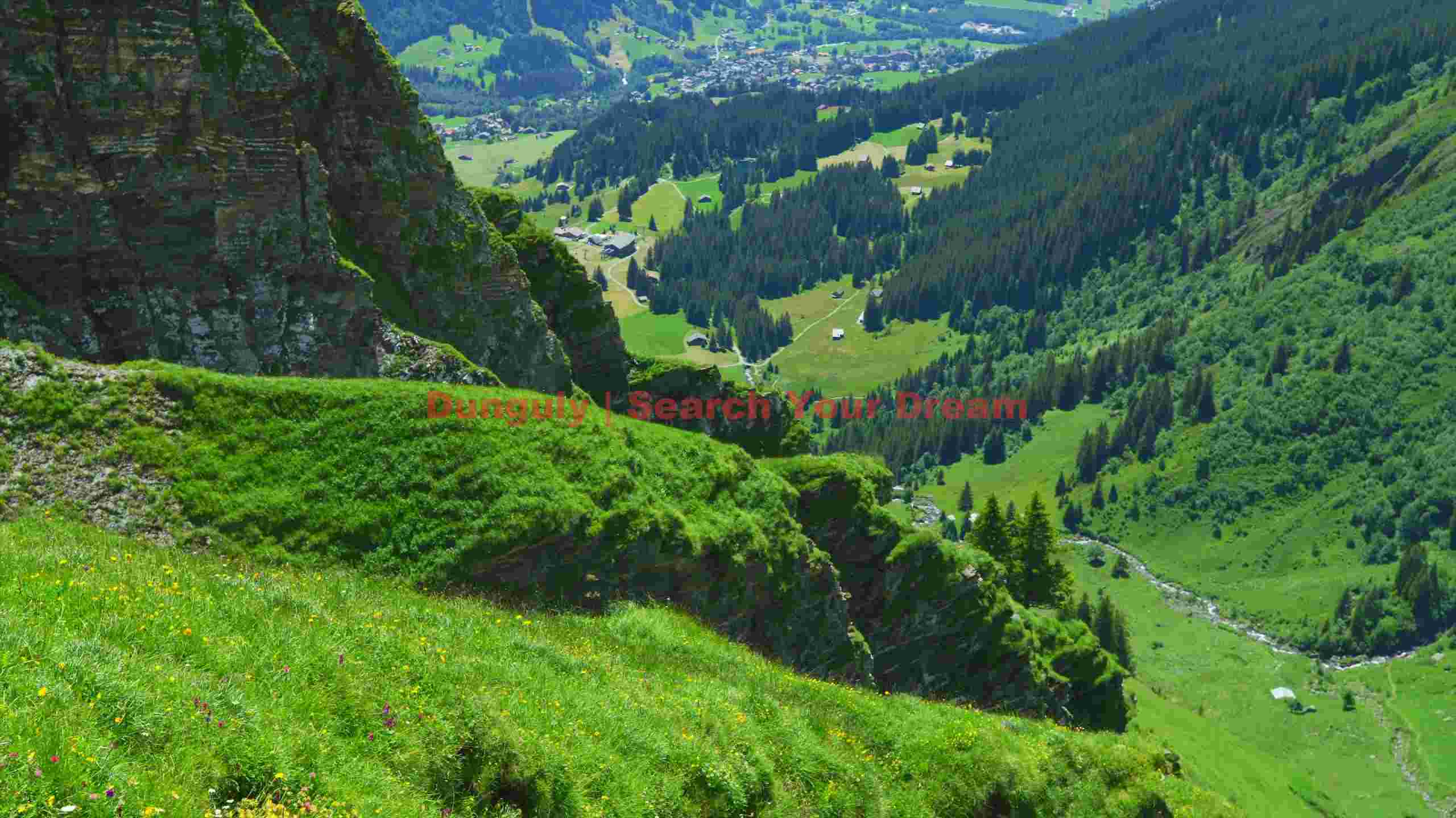 lush green alpine valley panorama lush green alpine valley panorama
