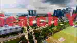 majestic aerial view of singapores marina bay