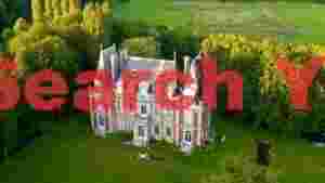 At Home majestic french chateau in golden hour countryside