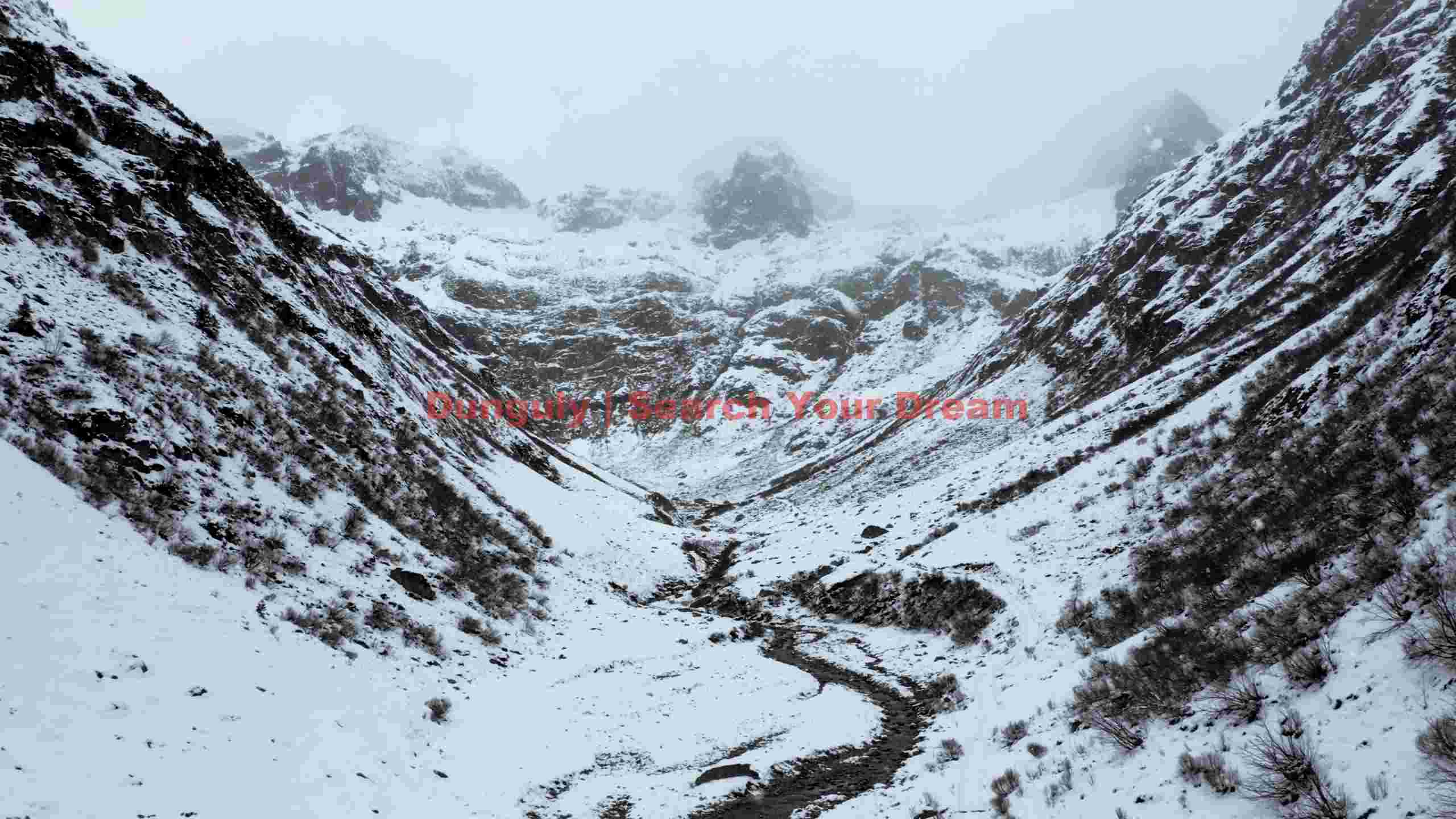 misty winter mountain valley stream misty winter mountain valley stream