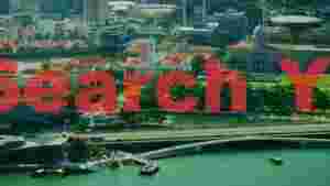 At Home panoramic aerial view of historic singapore riverside