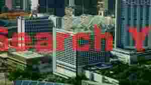 At Home panoramic aerial view of singapores urban core