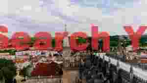 panoramic gothic monastery landscape