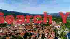 panoramic view of ancient european town