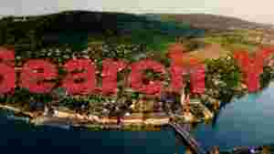 picturesque european riverside town aerial