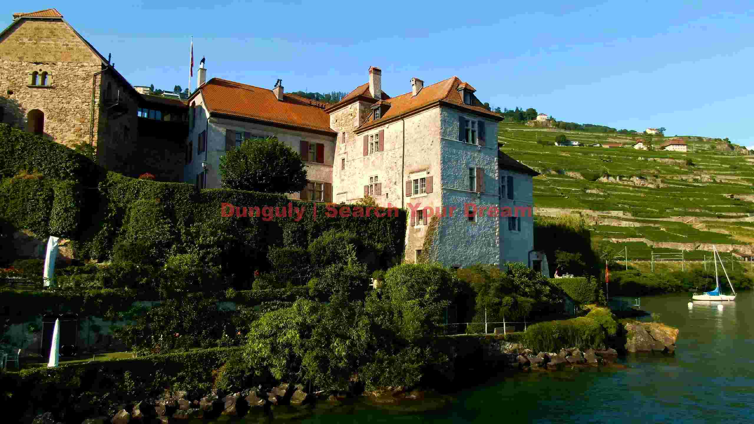scenic swiss lakeside chyteau and vineyard terraces scenic swiss lakeside chyteau and vineyard terraces