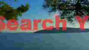 serene coastal vista with pine frame