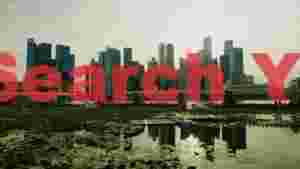 At Home singapore skyline and lotus pond reflection