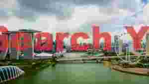 singapores iconic marina bay skyline