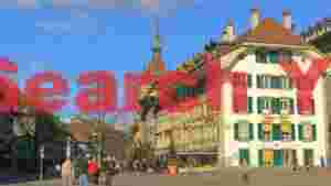 At Home sunny day in historic bern old town square