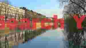 tranquil urban river reflections