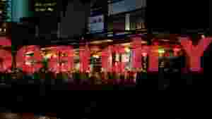 vibrant night dining by the water