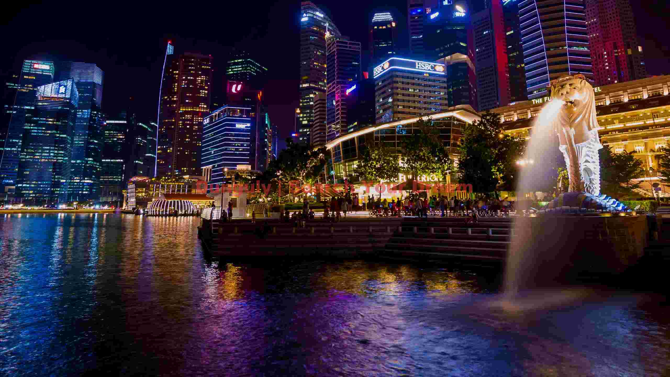 vibrant singapore merlion park at night vibrant singapore merlion park at night