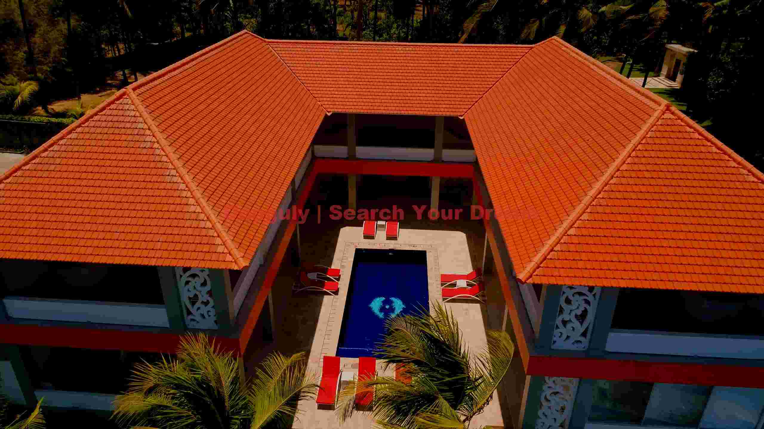 vibrant tropical resort aerial view with courtyard pool vibrant tropical resort aerial view with courtyard pool