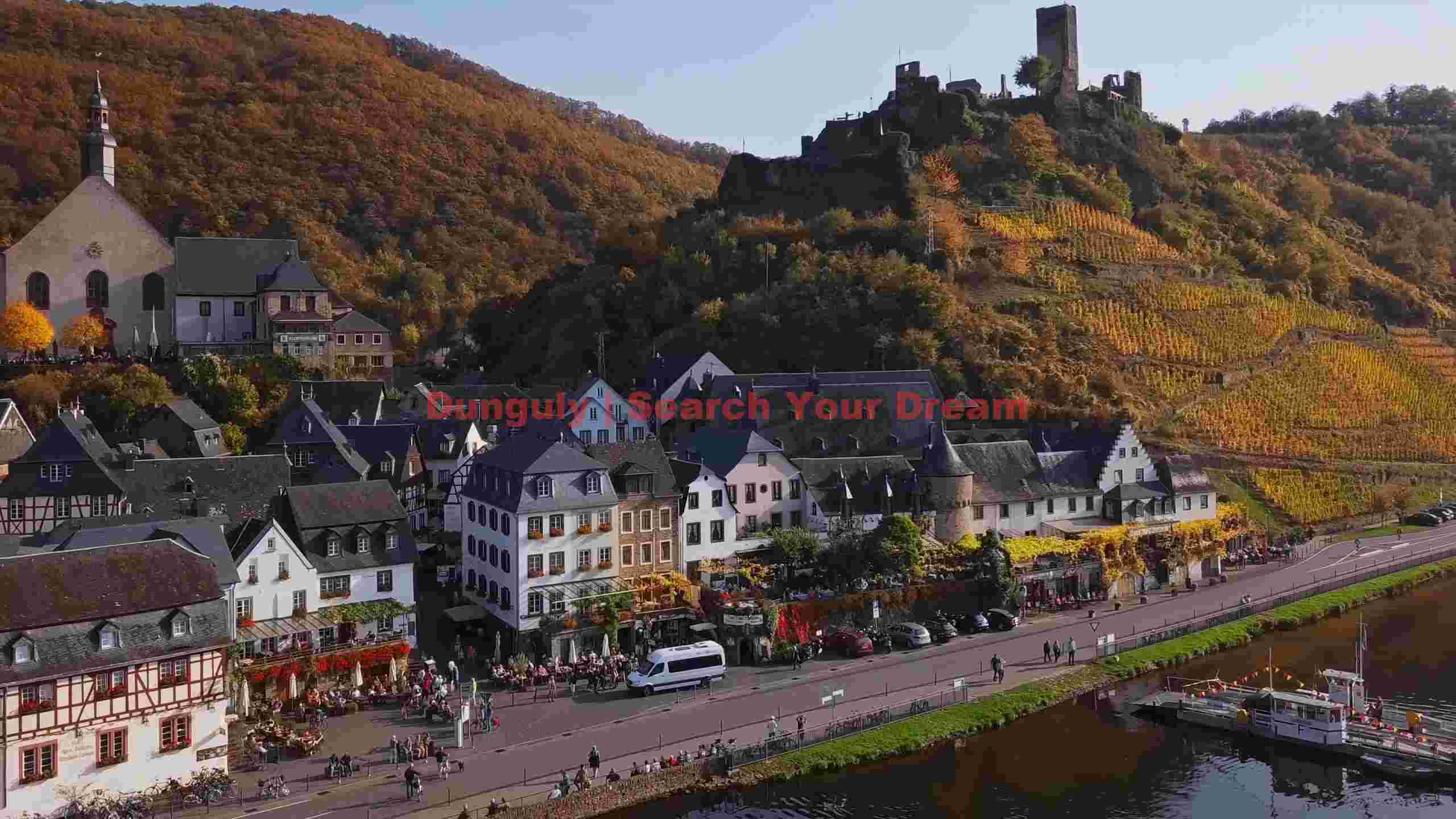 autumn splendor historic riverside town with vineyards autumn splendor historic riverside town with vineyards
