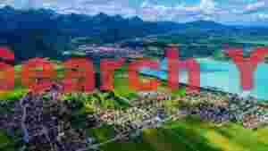 bavarian alpine lake village panorama