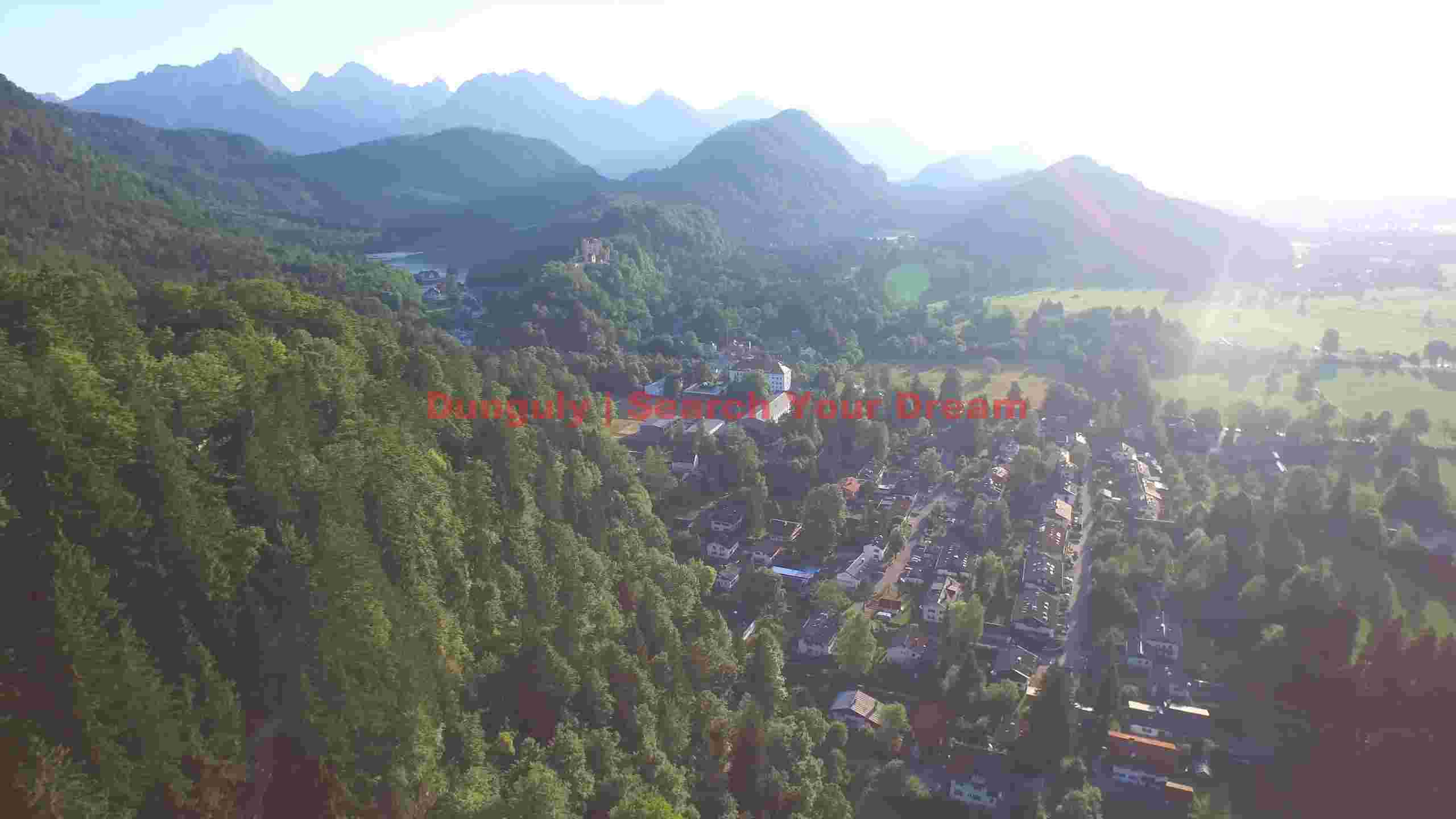 bavarian alps village landscape with castle ruins bavarian alps village landscape with castle ruins