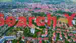 panoramic aerial view of a european town