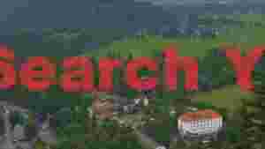 panoramic alpine valley with forest and village