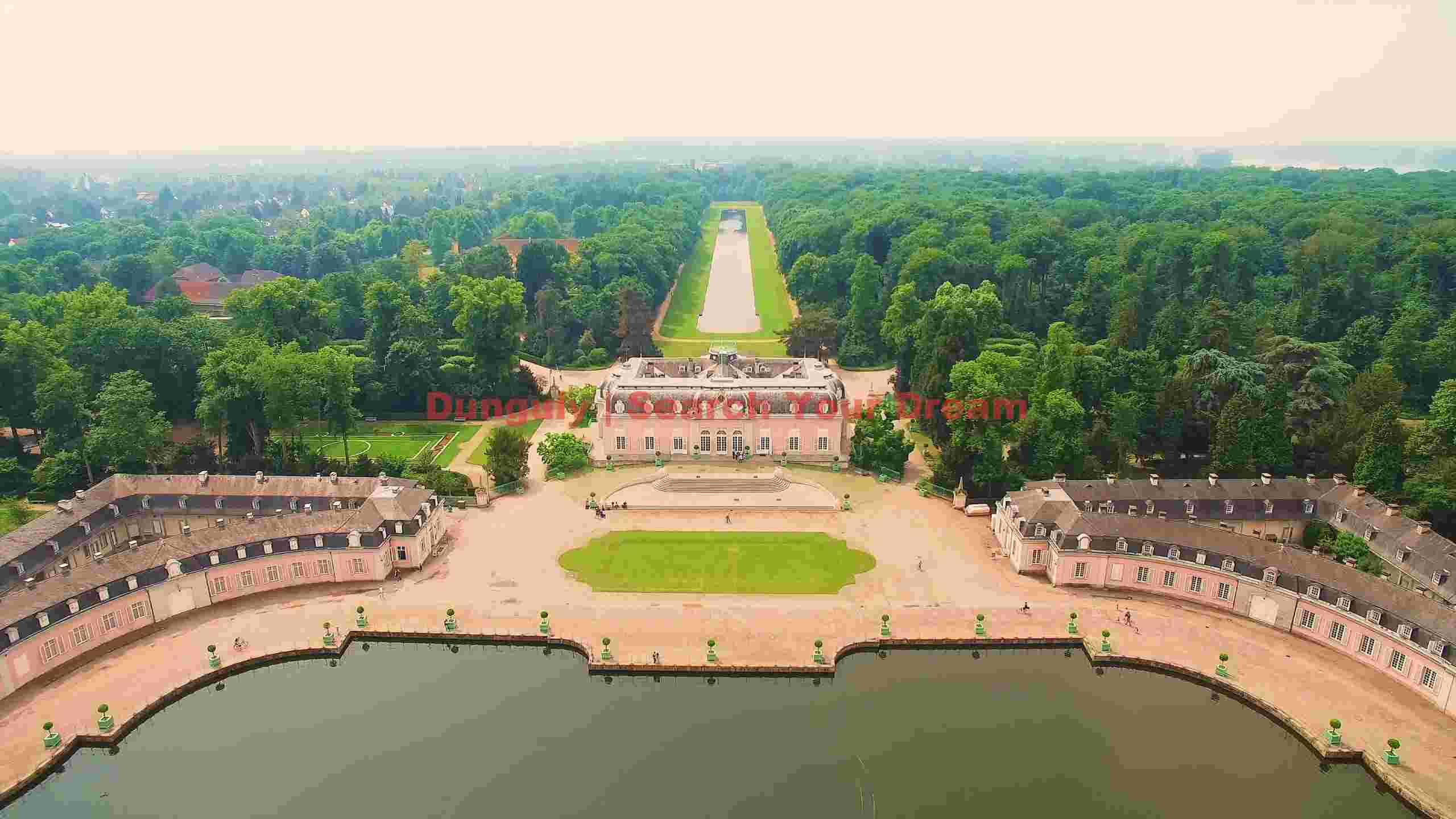 serene palace and reflecting pond aerial view serene palace and reflecting pond aerial view