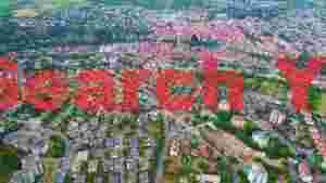 sprawling european cityscape aerial view