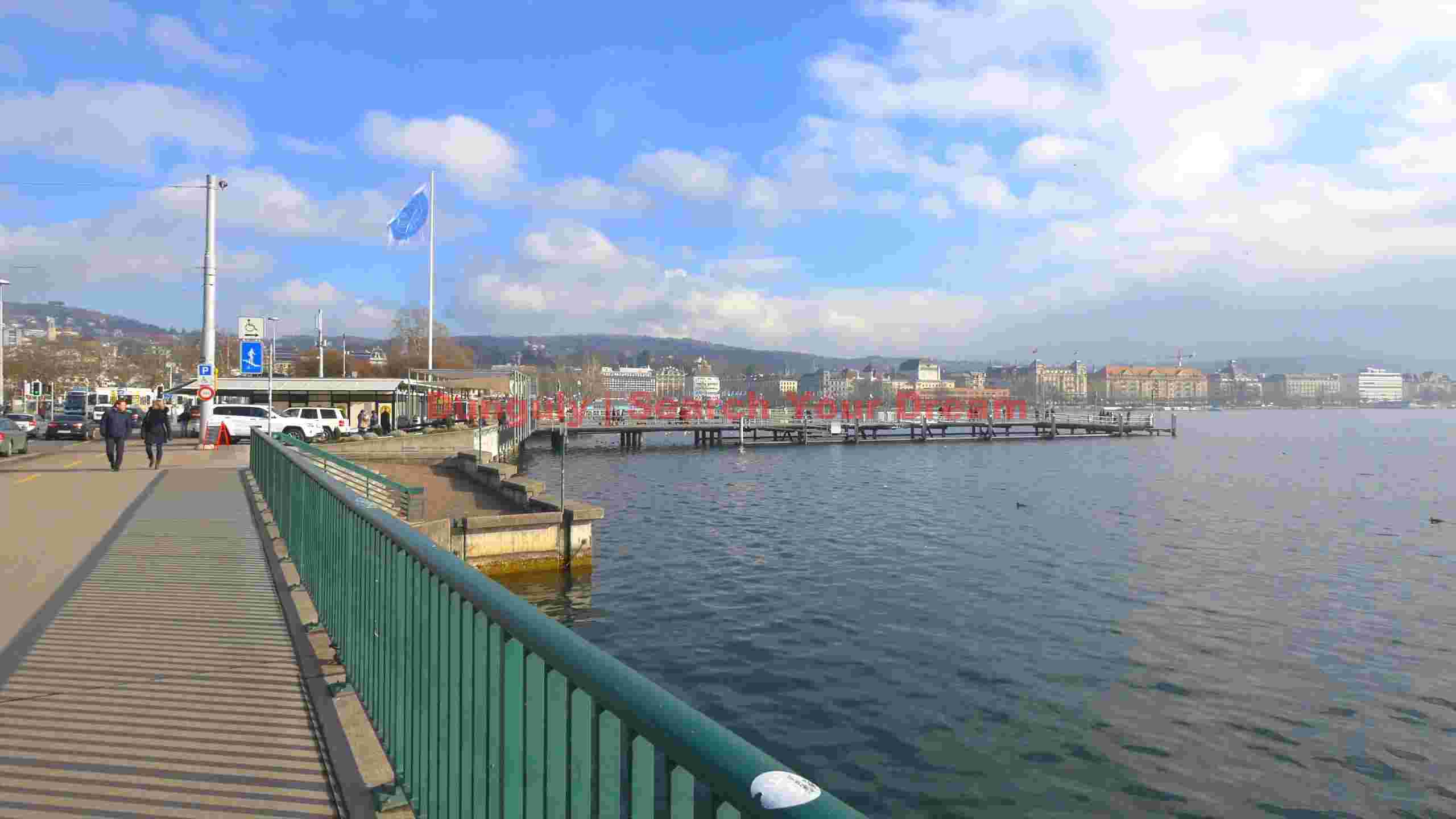 sunny lakeside promenade in zurich sunny lakeside promenade in zurich
