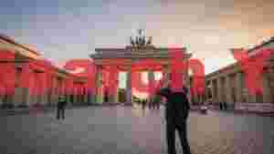 At Home tourist captures brandenburg gate sunset